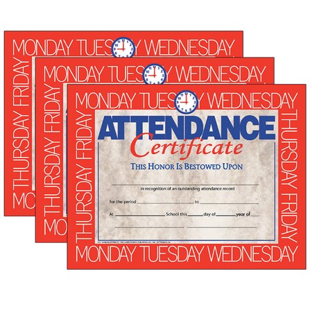 Hayes Attendance Certificate, 8.5" x 11", 30 Per Pack, PK3 VA580
